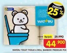 Promo Harga Wateru Toilet Tissue Bambu Premium 6 roll - Superindo