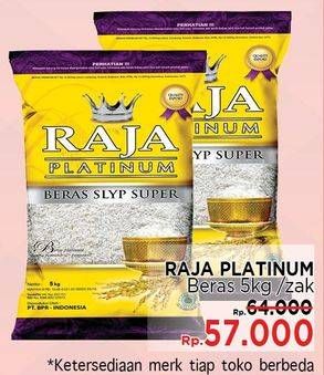 Promo Harga Raja Platinum Beras Slyp Super 5 kg - LotteMart