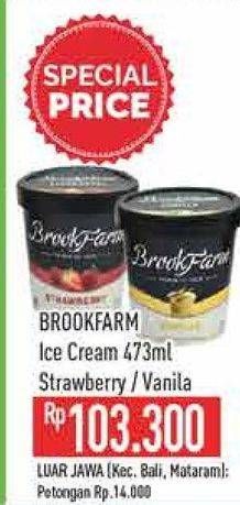 Promo Harga Brookfarm Ice Cream Strawberry, Vanilla 473 ml - Hypermart