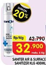 Promo Harga SANITER Air & Surface Sanitizer Aerosol Fresh Clean 400 ml - Superindo