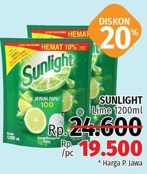 Promo Harga SUNLIGHT Pencuci Piring Lime 1200 ml - LotteMart