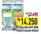 Promo Harga Indomilk Susu UHT Cokelat, Full Cream Plain 950 ml - Hypermart