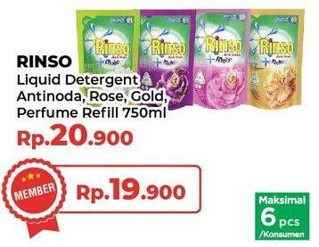 Promo Harga Rinso Liquid Detergent + Molto Classic Fresh, + Molto Pink Rose Fresh, + Molto Royal Gold, + Molto Purple Perfume Essence 750 ml - Yogya