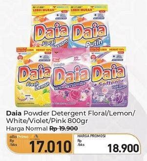 Promo Harga Daia Deterjen Bubuk Floral Blossom, Ekstrak Lemon, Putih, + Softener Violet, + Softener Pink 800 gr - Carrefour