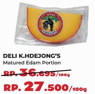 Promo Harga Deli K.hdejong Mature Edam Ball per 100 gr - Yogya