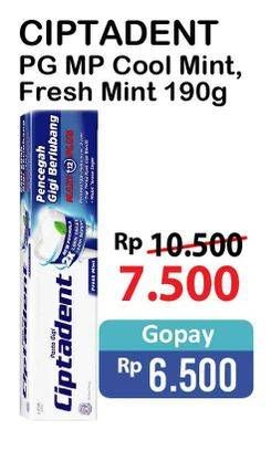 Promo Harga CIPTADENT Pasta Gigi Maxi 12 Plus Cool Mint, Fresh Mint 190 gr - Alfamart