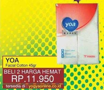 Promo Harga YOA Facial Cotton per 2 pouch 45 gr - Yogya
