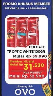 Promo Harga COLGATE Toothpaste Optic White All Variants 100 gr - Hypermart