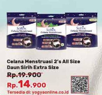 Promo Harga Softex Celana Menstruasi All Size, All Size Daun Sirih, Extra Size 2 pcs - Yogya