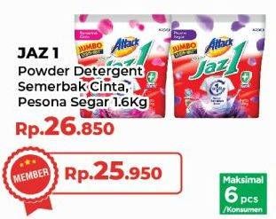 Promo Harga Attack Jaz1 Detergent Powder Semerbak Cinta, Pesona Segar 1700 gr - Yogya
