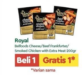 Promo Harga Belfoods Royal Sausages Cheese Frankfurter, Beef Frankfurter, Smoked Chicken 200 gr - TIP TOP