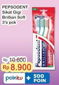 Promo Harga Pepsodent Sikat Gigi Brilian Soft 3 pcs - Indomaret