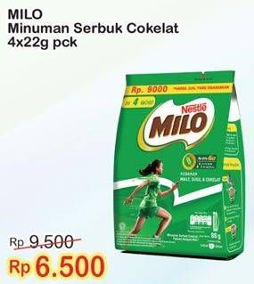 Promo Harga MILO ActivGo Reguler per 4 sachet 22 gr - Indomaret