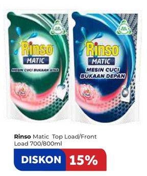 Promo Harga RINSO Detergent Matic Liquid Front Load, Top Load 700 ml - Carrefour