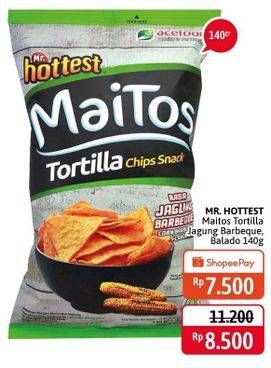 Promo Harga MR HOTTEST Maitos Tortilla Chips Jagung BBQ, Sambal Balado 140 gr - Alfamidi