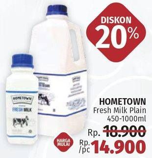 Promo Harga HOMETOWN Fresh Milk Plain 450 ml - LotteMart