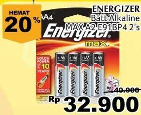 Promo Harga ENERGIZER Battery Alkaline Max AA E91 2 pcs - Giant