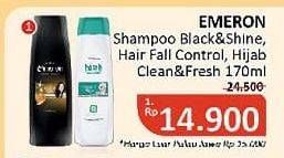EMERON Shampoo Black Shine, Hair Fall Control, Hijab Clean Fresh 170ml