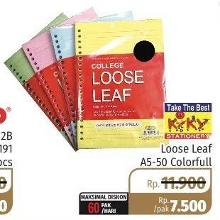 Promo Harga KIKY Loose Leaf Paper A5 Colorfull 50 pcs - Lotte Grosir