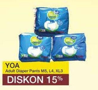 Promo Harga YOA Adult Diapers Pants L4, M5, XL3 3 pcs - Yogya