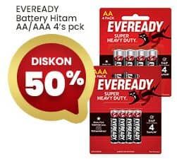 Promo Harga Eveready Battery AA, 1215 AAA 4 pcs - Indomaret