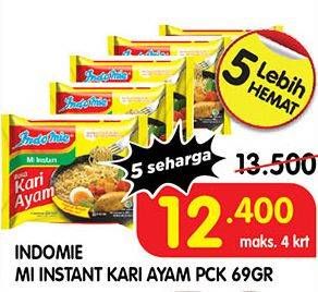 Promo Harga INDOMIE Mi Kuah Kari Ayam 72 gr - Superindo