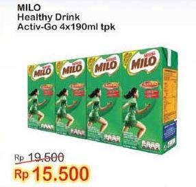 Promo Harga MILO Susu UHT per 4 pcs 190 ml - Indomaret