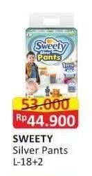 Promo Harga Sweety Silver Pants L18+2 20 pcs - Alfamart