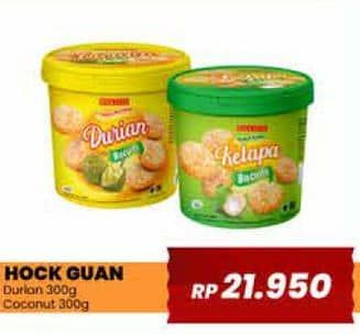 Promo Harga Hock Guan Biscuits Coconut, Durian 350 gr - Yogya