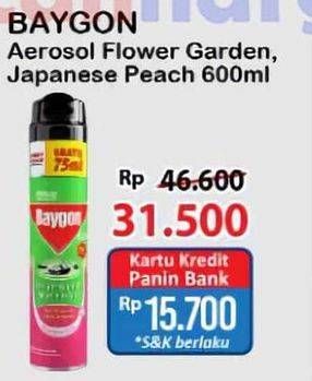 Promo Harga Baygon Insektisida Spray Flower Garden, Japanese Peach 600 ml - Alfamart