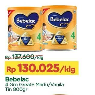 Promo Harga Bebelac 4 Susu Pertumbuhan Madu, Vanila 800 gr - TIP TOP