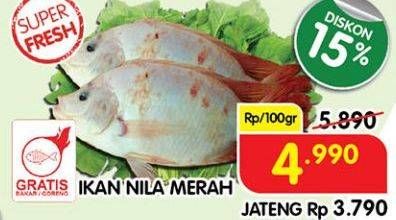 Promo Harga Ikan Nila Merah per 100 gr - Superindo