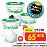Promo Harga GREENFIELDS Yogurt Original, Strawberry, Blueberry 1000 gr - Superindo