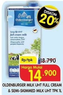 Promo Harga OLDENBURGER UHT Full Cream, Semi-Skimmed 1000 ml - Superindo