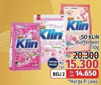 Promo Harga SO KLIN Softergent Soft Sakura, Rossy Pink, Cheerful Red 770 gr - LotteMart