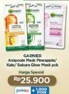 Promo Harga GARNIER Ampoule Mask Pineapple, Kale/ Sakura Glow  - Indomaret