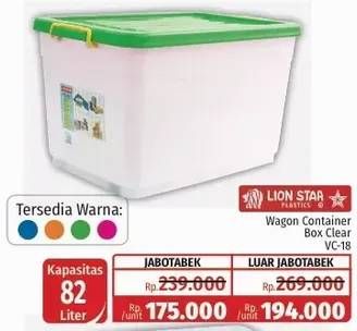 Promo Harga LION STAR Wagon Container VC-18 (82ltr) 82000 ml - Lotte Grosir