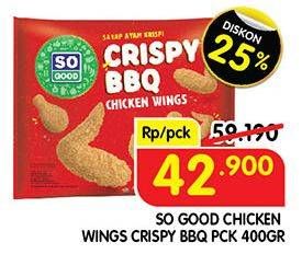 Promo Harga So Good Crispy BBQ Chicken Wings 400 gr - Superindo