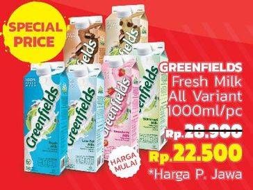 Promo Harga GREENFIELDS Fresh Milk All Variants 1000 ml - LotteMart