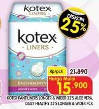 Promo Harga Kotex Liners Daily Healthy V-Care Longer & Wider/Kotex Fresh Liners Longer & Wider   - Superindo
