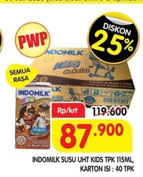 Promo Harga Indomilk Susu UHT Kids All Variants per 40 pcs 115 ml - Superindo