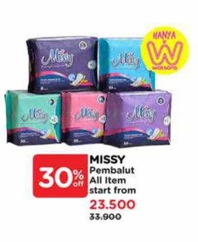 Promo Harga Missy Sanitary Napkins All Variants 8 pcs - Watsons