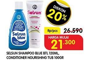 Promo Harga SELSUN Shampoo Blue 120 mL/ Conditioner Nourishing 100 g  - Superindo
