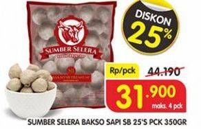 Promo Harga SUMBER SELERA Bakso Sapi SB per 25 pcs 350 gr - Superindo