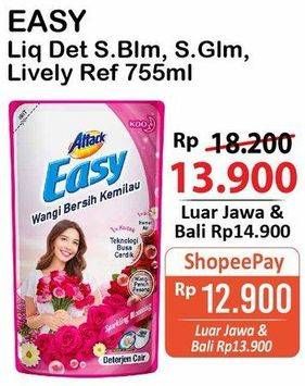 Promo Harga ATTACK Easy Detergent Liquid Sparkling Blooming, Lively Energetic, Sweet Glamour 750 ml - Alfamart