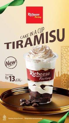 Promo Harga Richeese Factory Cake in a Cup Tiramisu  - Richeese Factory