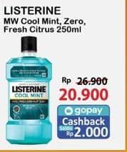 Promo Harga Listerine Mouthwash Antiseptic Cool Mint, Zero, Fresh Citrus, Fresh Citrus 250 ml - Alfamart