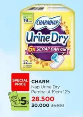 Promo Harga Charmnap Urine Dry Pembalut 19cm 12 pcs - Watsons