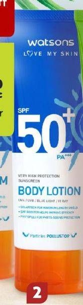 Promo Harga WATSONS Sun Screen Body Lotion SPF 50 100 ml - Watsons