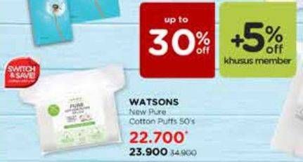 Promo Harga WATSONS Pure Cotton Puff 50 pcs - Watsons